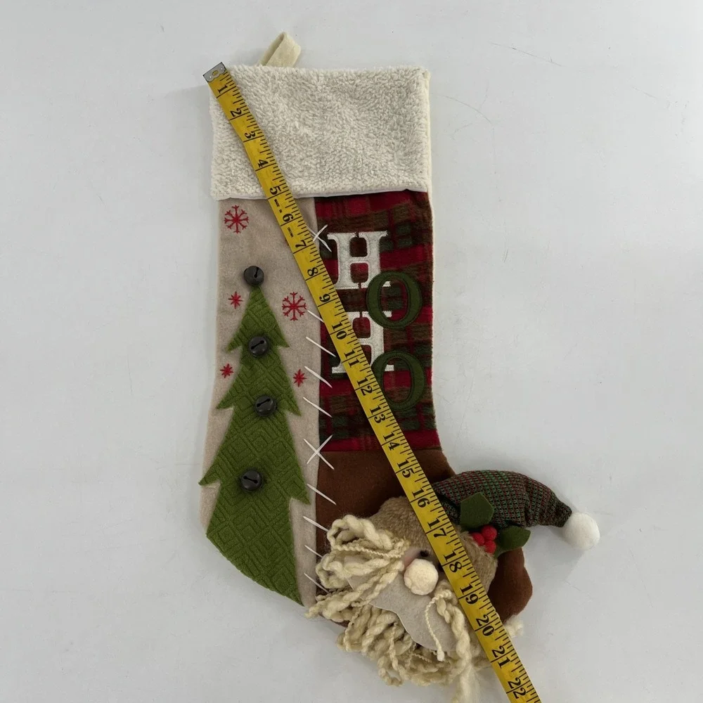 Vintage Old World Santa Felt Christmas‎ Stocking 3D Fleece Beard Knit Hat 21